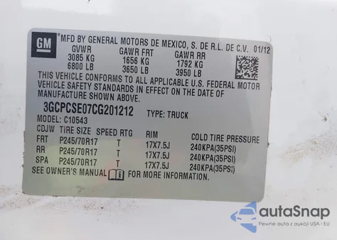 2012 Chevrolet Silverado 1500 Lt from USA, damaged, VIN 3GCPCSE07CG201212